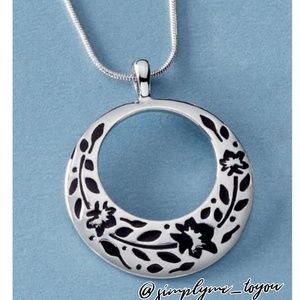 Lia Sophia Silver-Tone Floral Open Circle Pendant Necklace